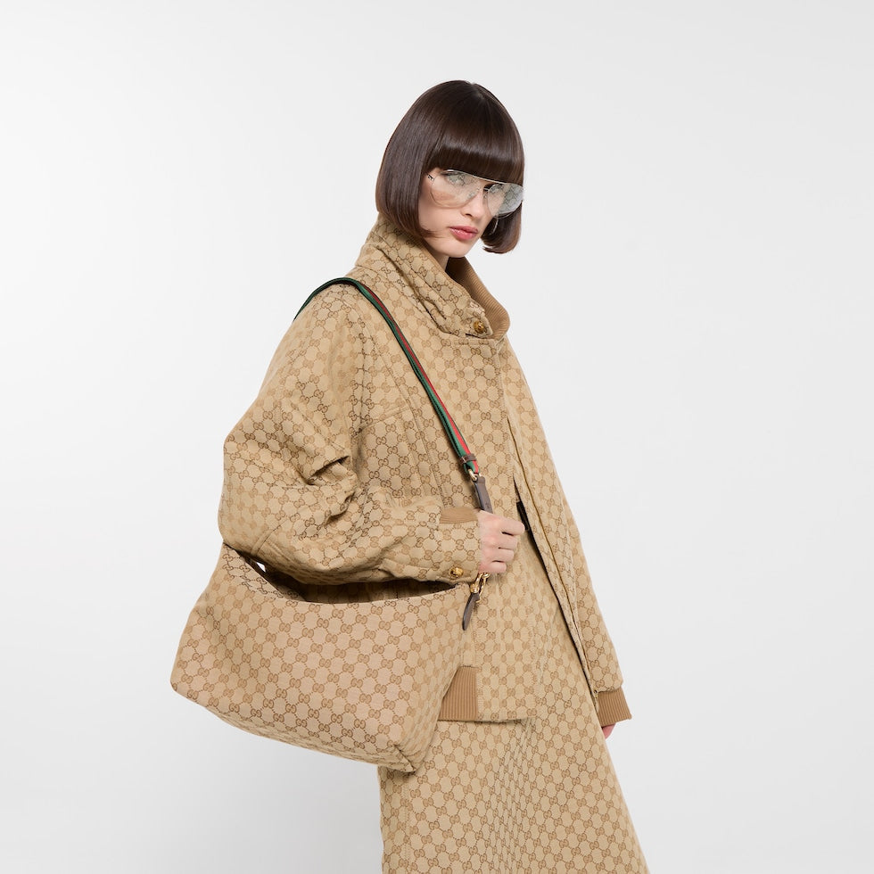 Gucci 26s Beatrix Medium Crossbody Bag Beige Canvas