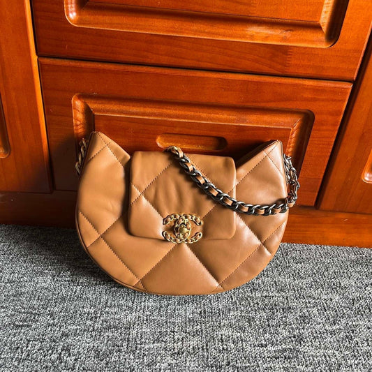 HOBO BAG 23 IN BRONZE BROWN LAMBSKIN GOLD MIX SILVER HARDWARE