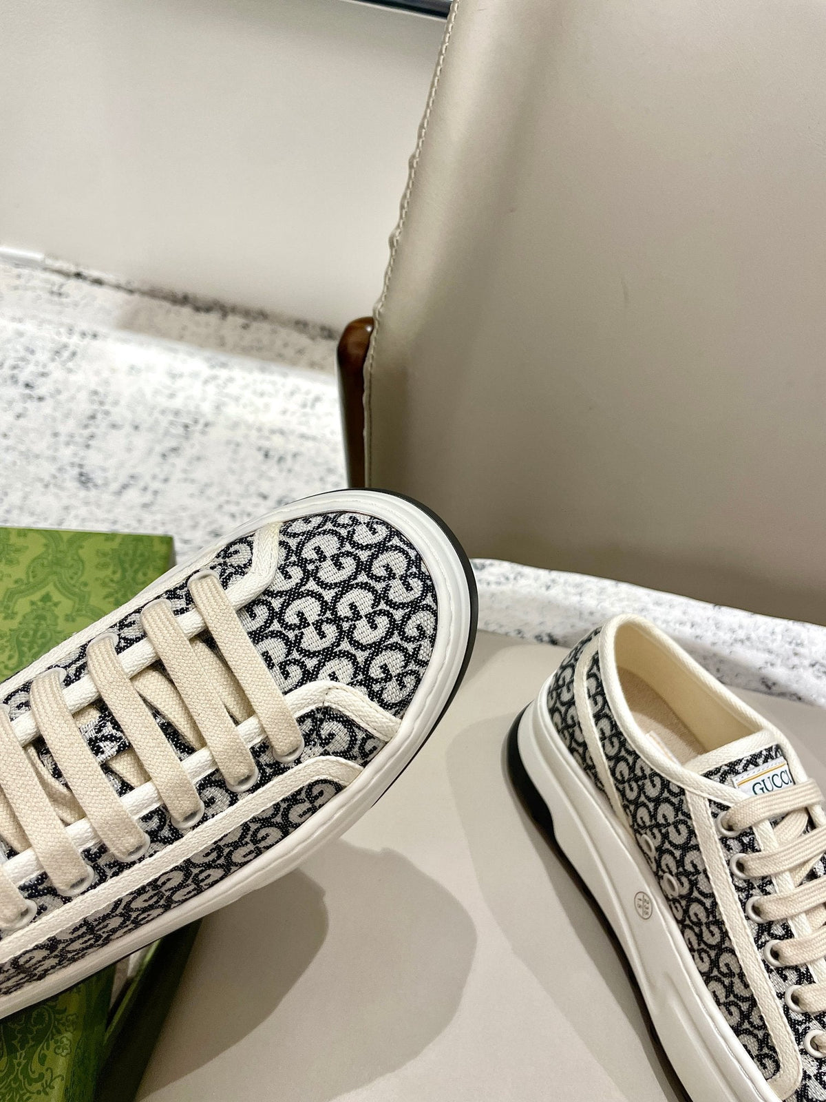 GG 26 Platform Sneaker Black White Monogram Canvas 632836