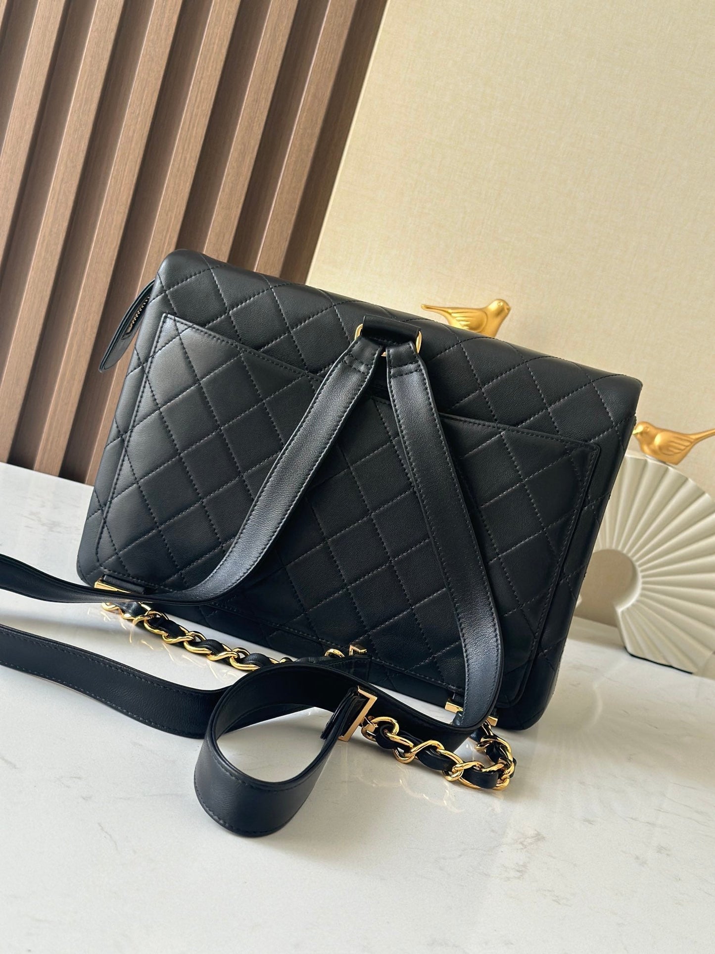 CC 2025 Backpack 30cm Black Gold Backpack Sheepskin 298105