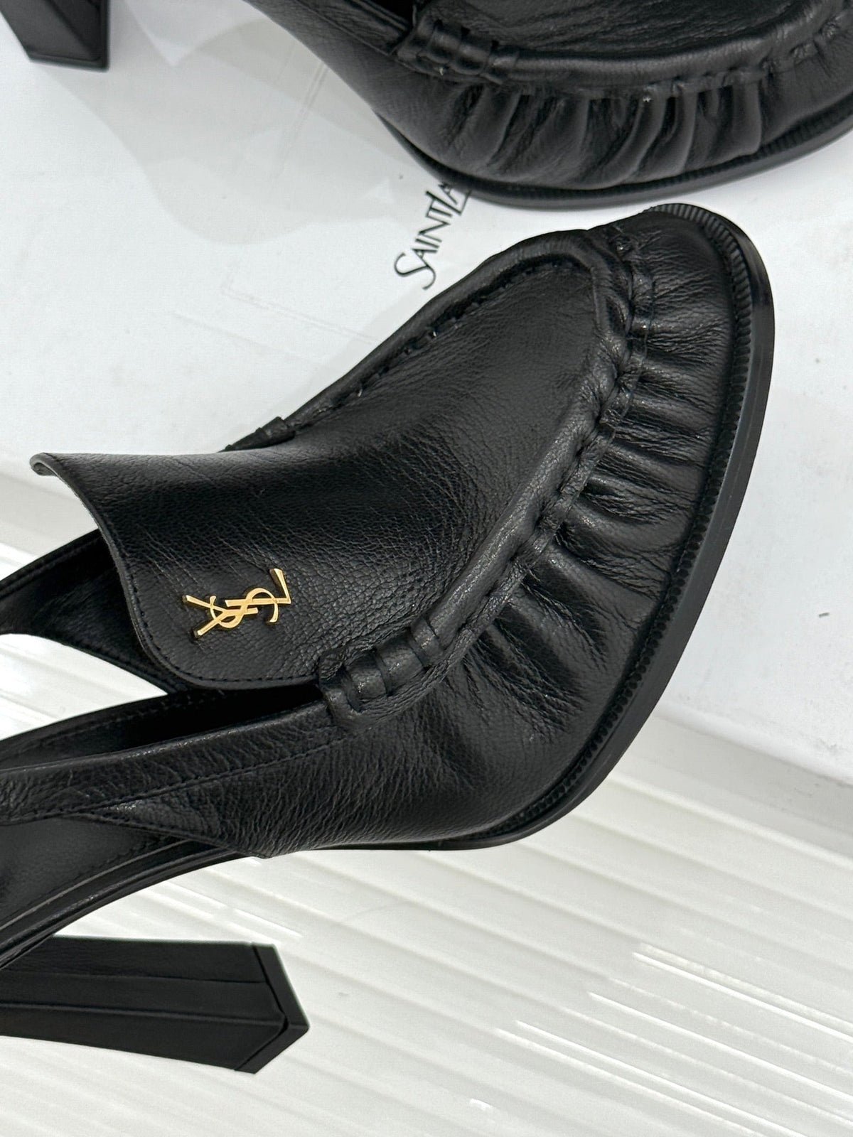 YSL 26WF Le Slingback 10.5cm Black Cowhide 642954