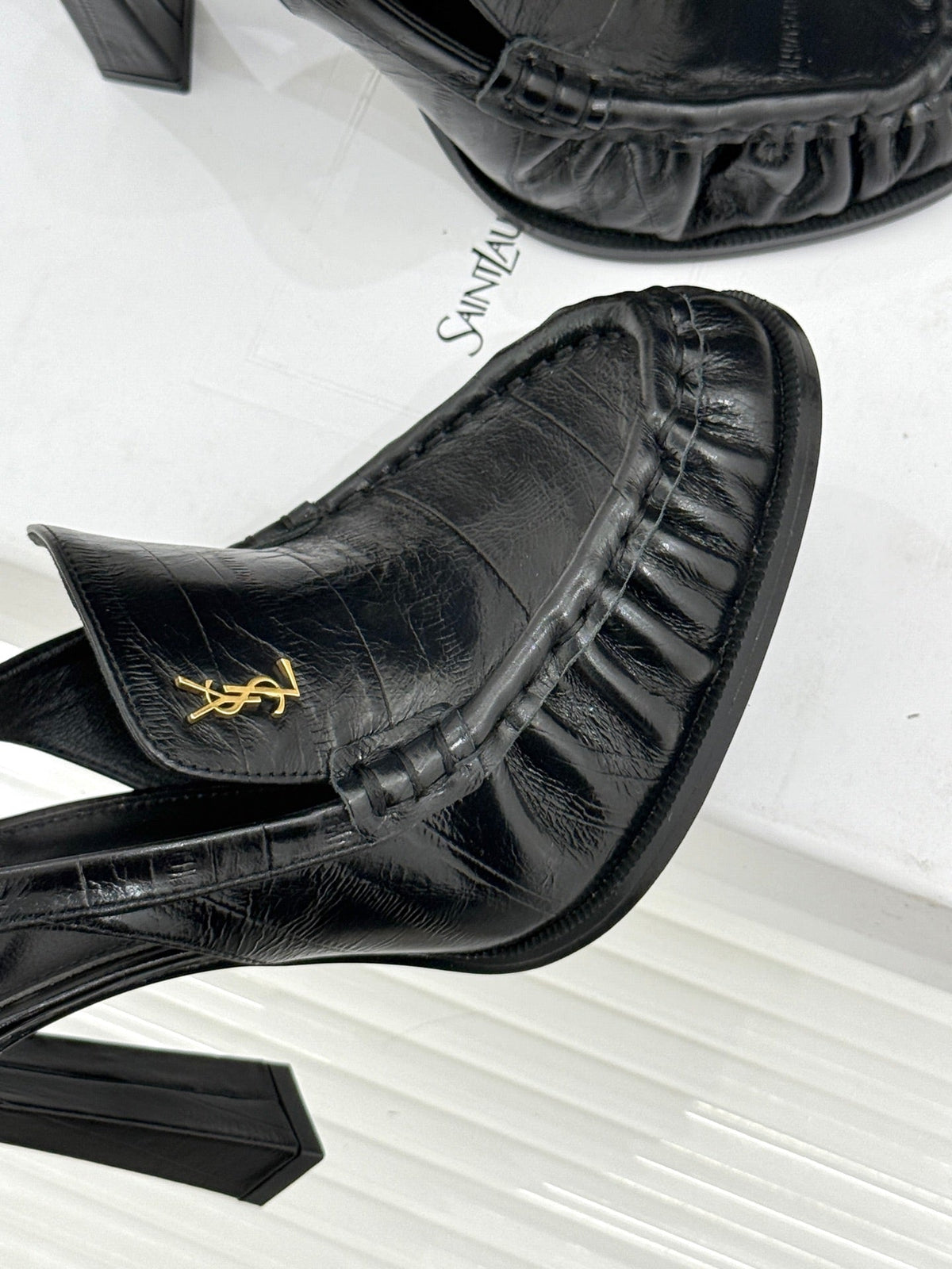 YSL 26WF Le Slingback 10.5cm Black Leather 642955