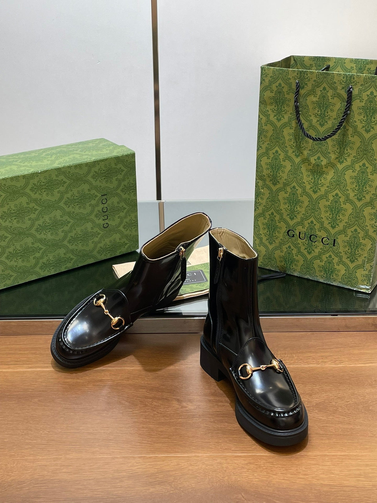 GG Horsebit Ankle Boot Black Calfskin