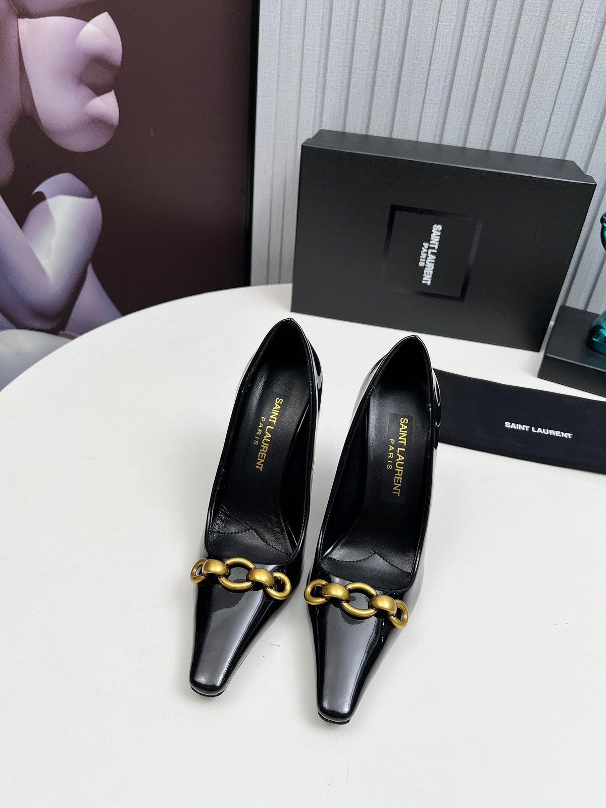 YSL Hermione Pump 11cm Black Patent Leather 680401