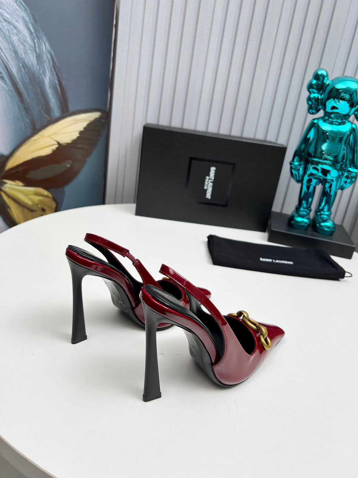 YSL Hermione Slingback 11cm Red Patent Leather 680408