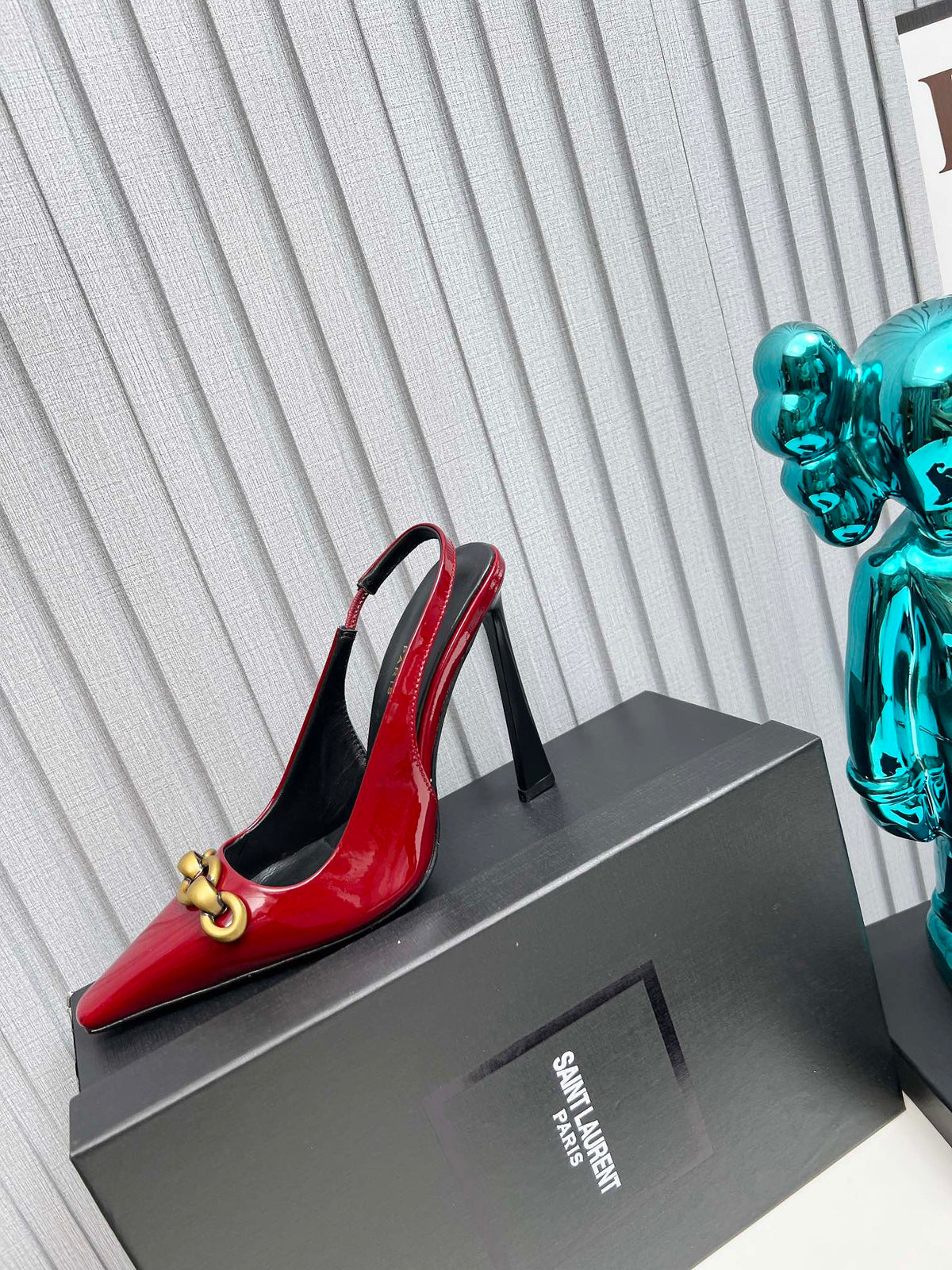 YSL Hermione Slingback 11cm Red Patent Leather 680408