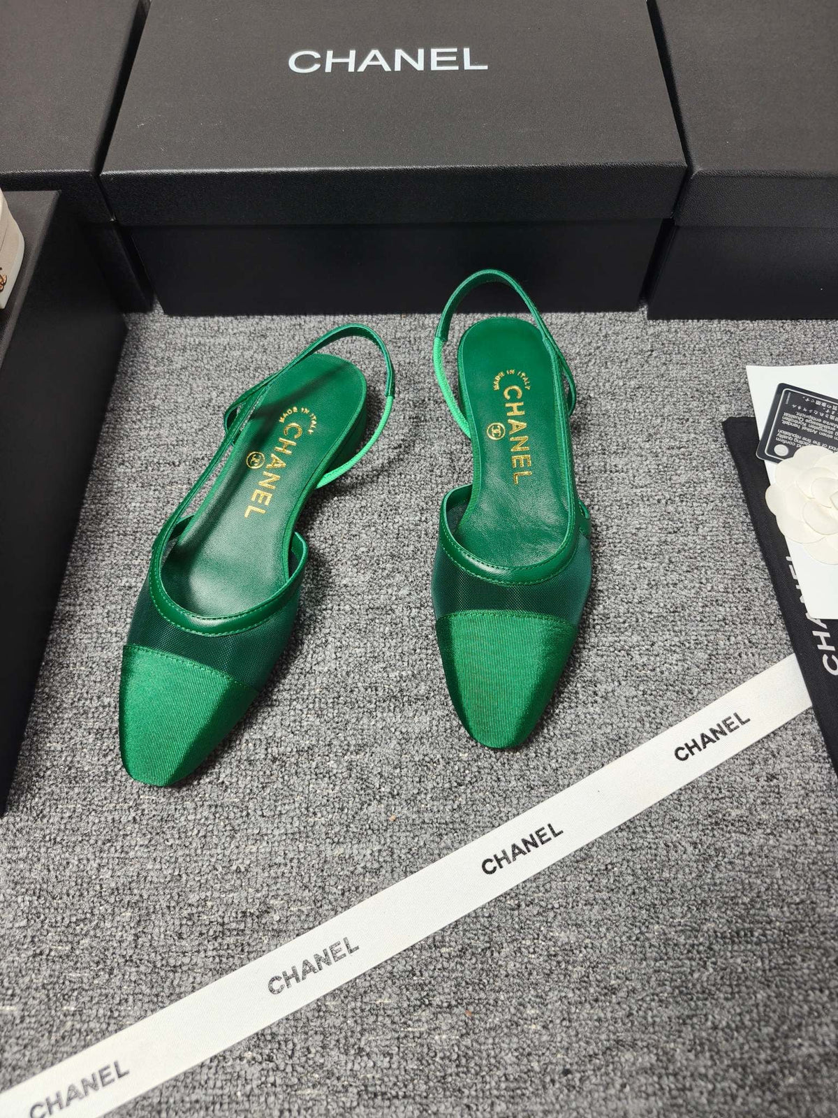 CC 26s Slingback Green Mesh Fabric Sheepskin 681999