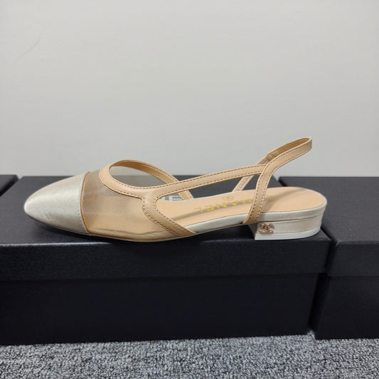 CC 26s Slingback Beige Mesh Fabric Sheepskin 682001