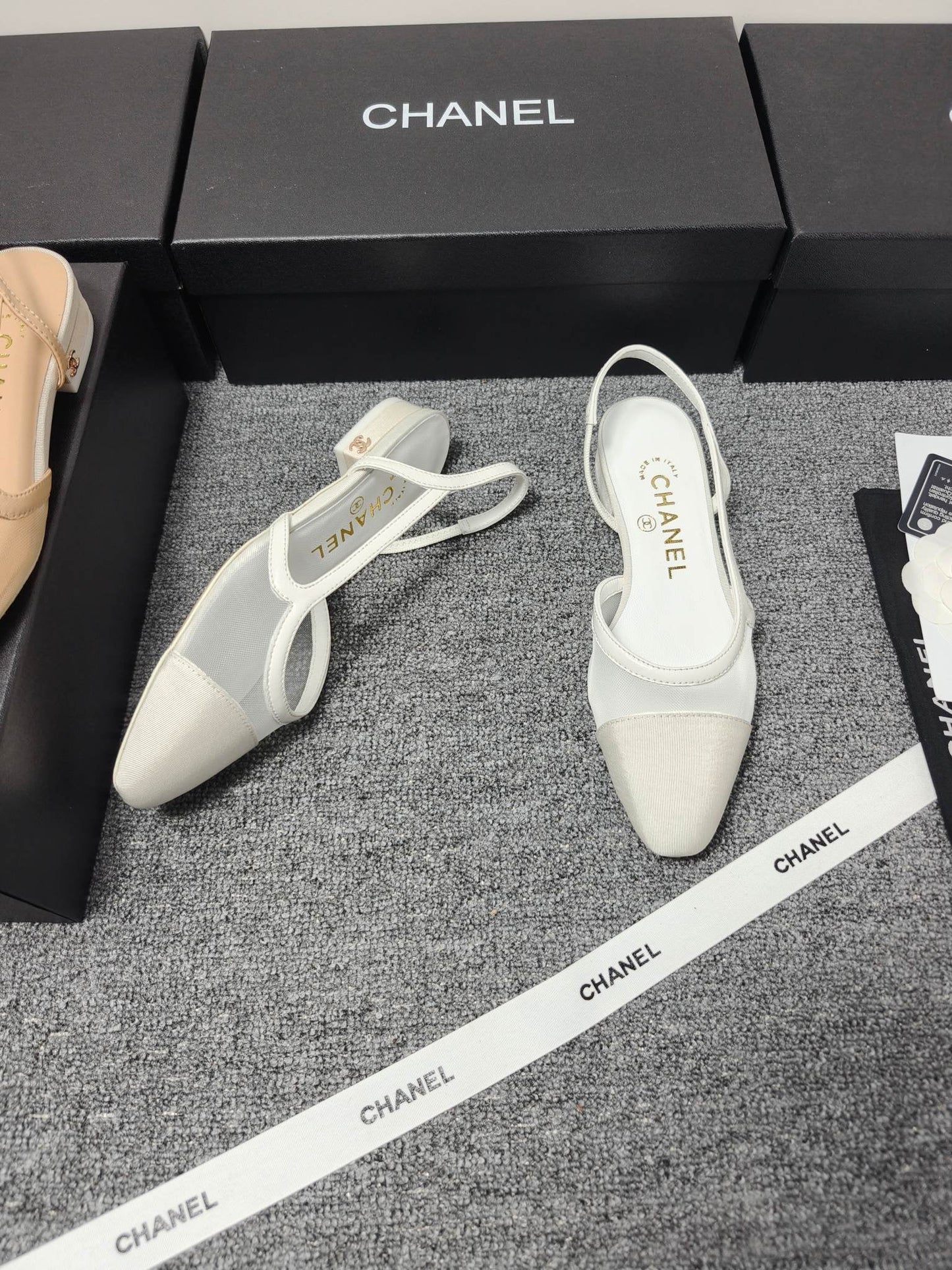 CC 26s Slingback White Mesh Fabric Sheepskin 682002