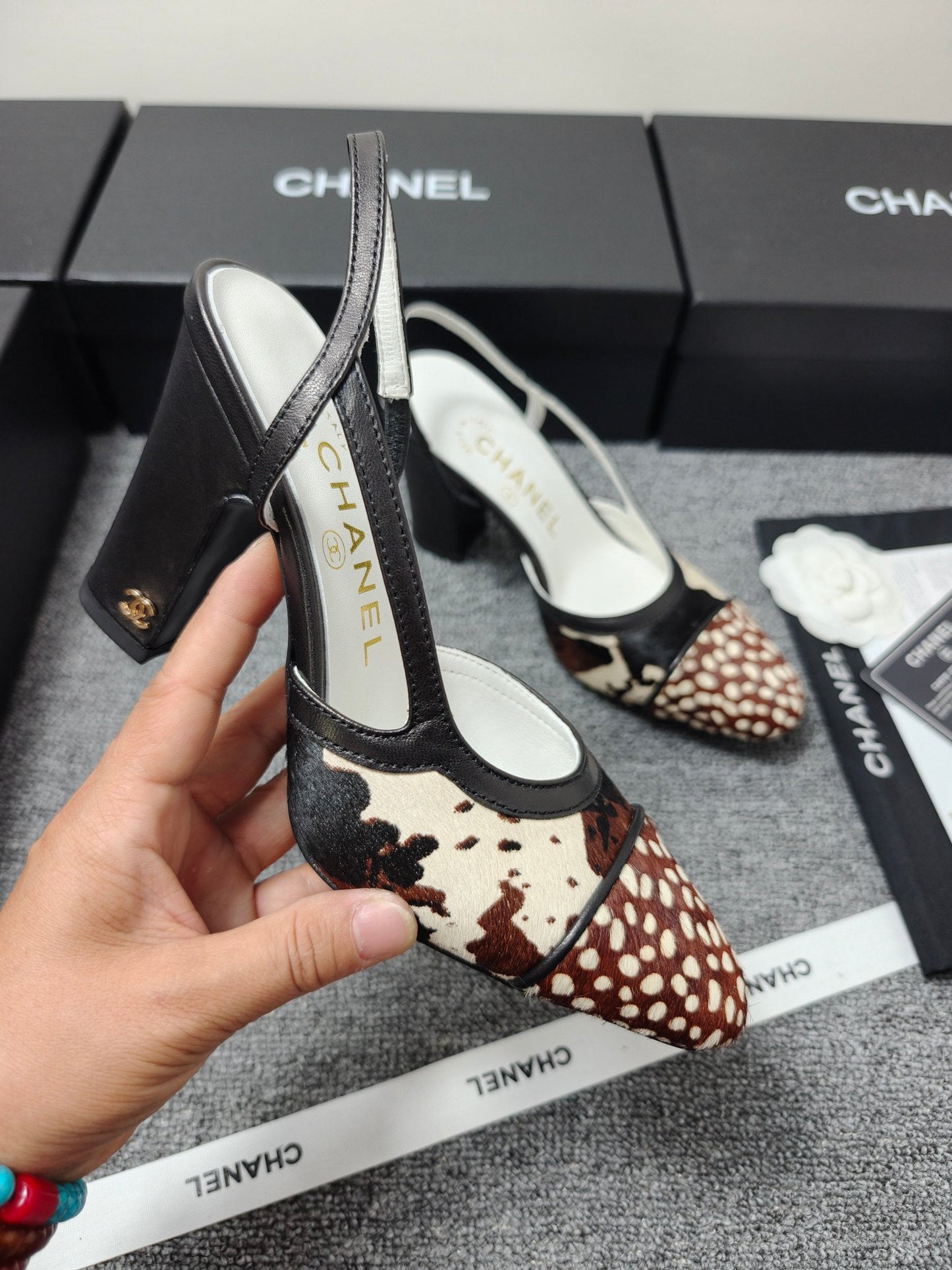 CC SS 2026 Slingbacks 9.5cm White Brown Black Calfskin Lambskin