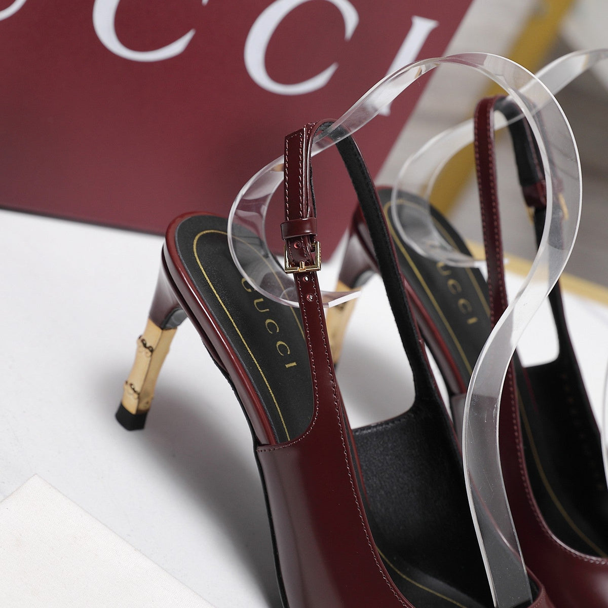 GG Castello Slingback 7.5cm Burgundy Sheepskin 864303