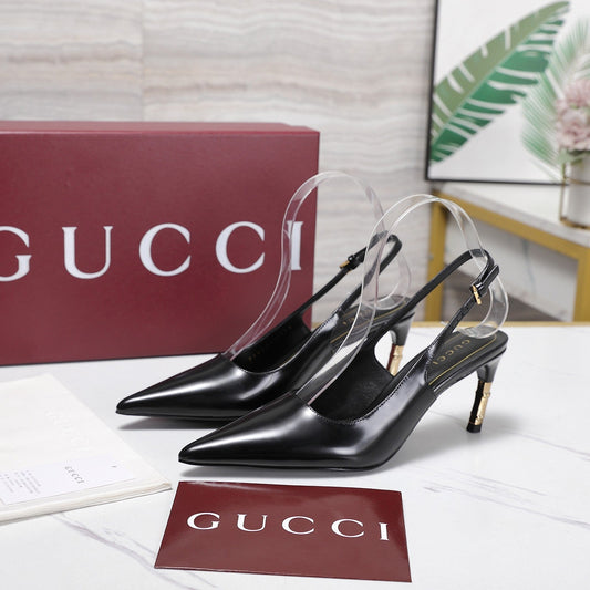 GG Castello Slingback 7.5cm Black Sheepskin 864304