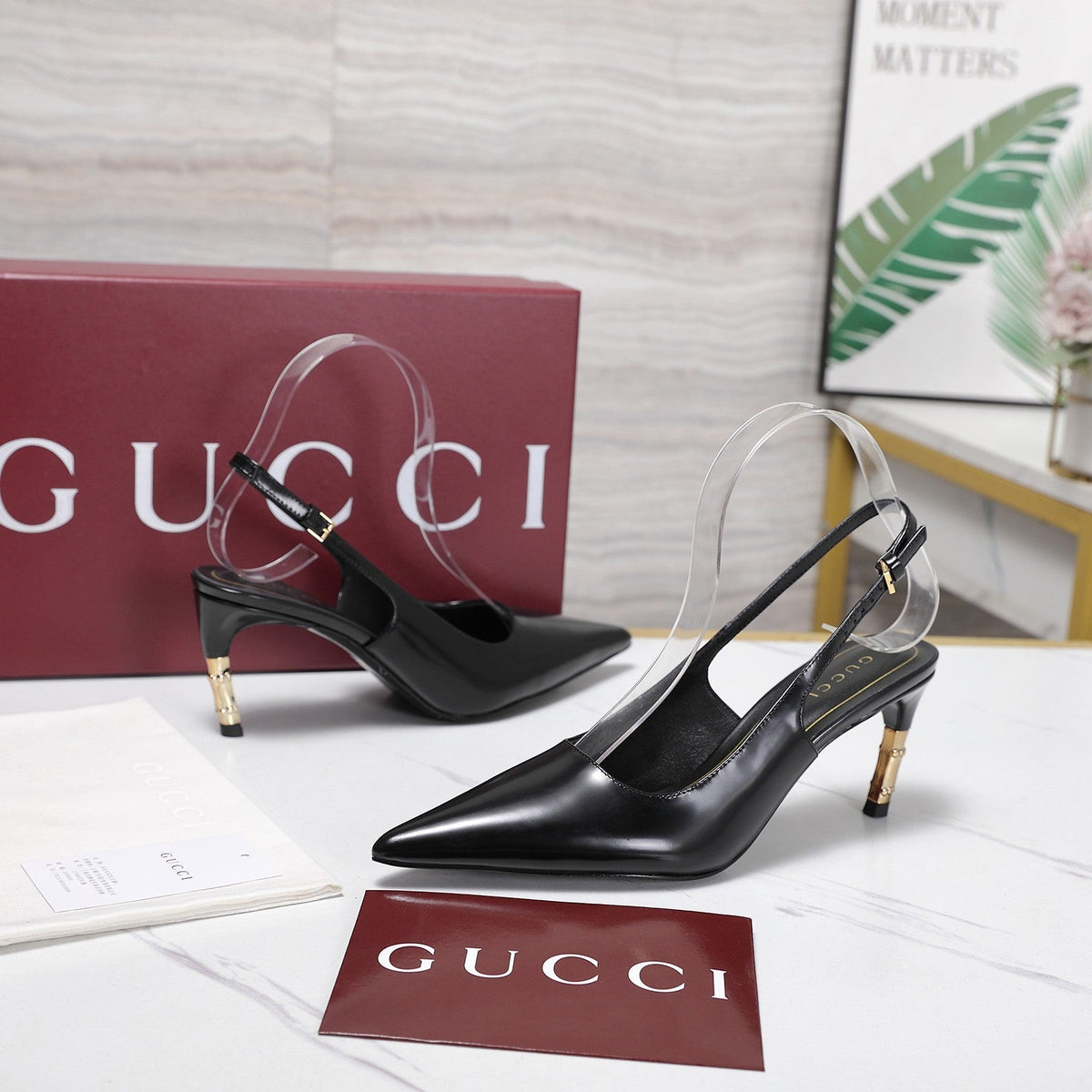 GG Castello Slingback 7.5cm Black Sheepskin 864304