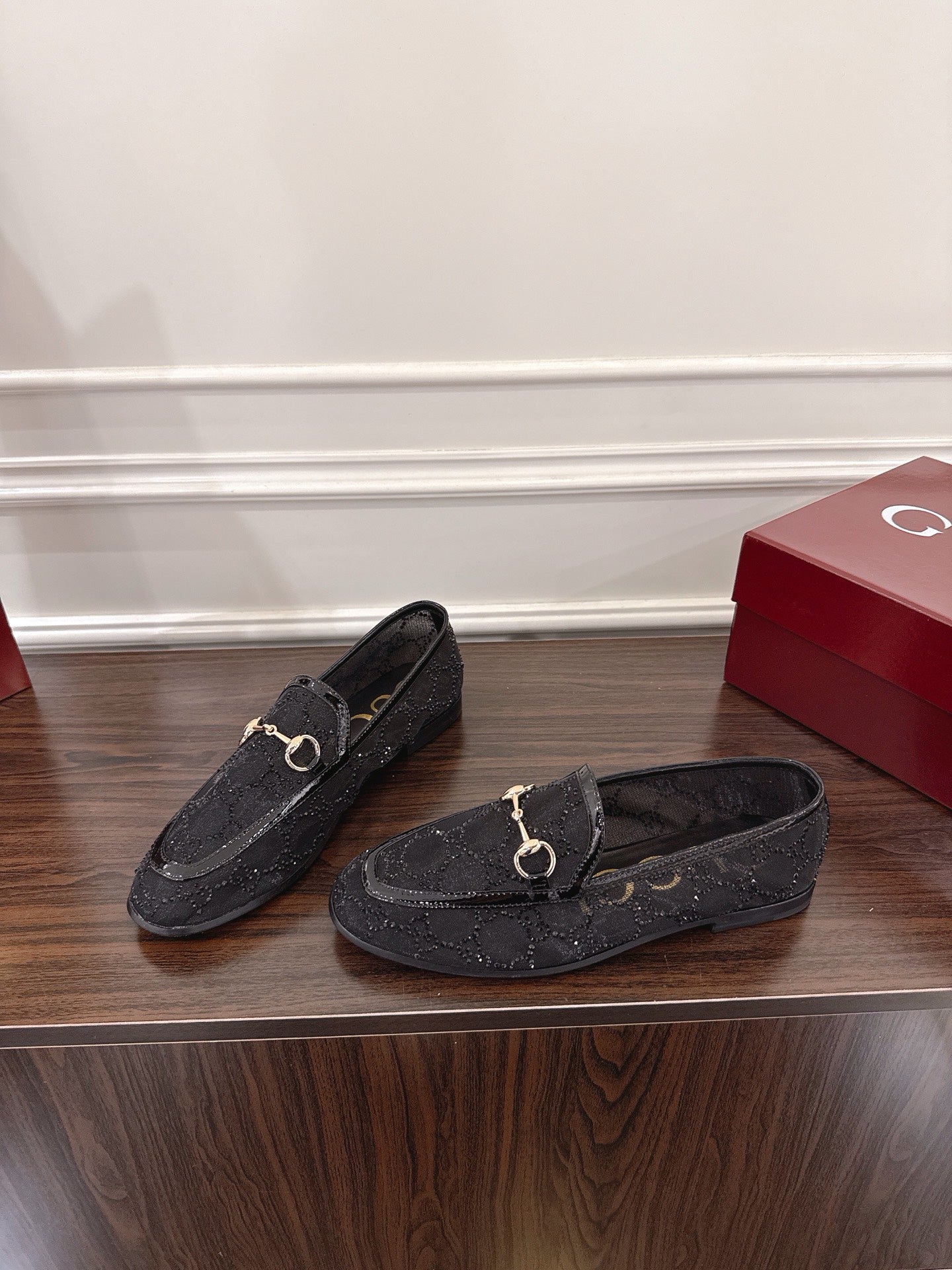GG Jordaan Loafer Black Mesh With Crystal