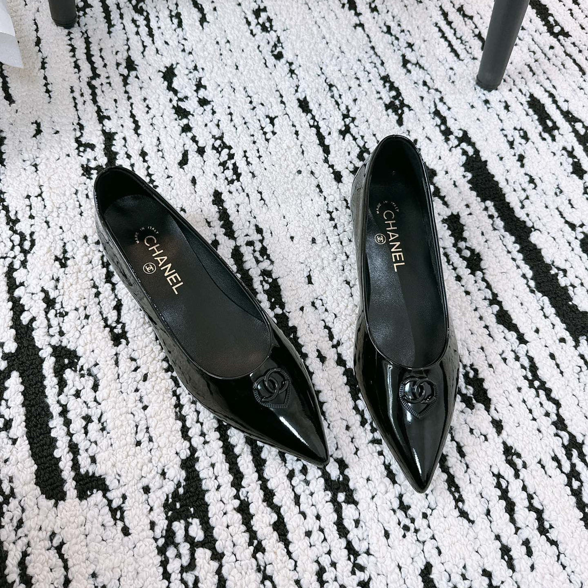 CC Ballet Flats In Black Glossy Lambskin 144667