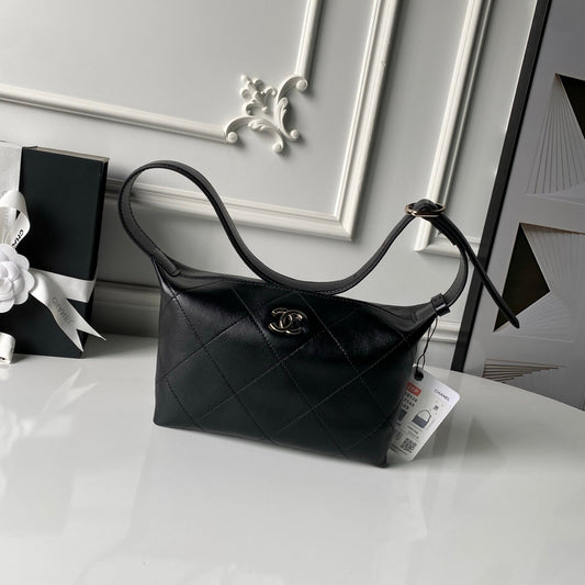 CC AS6138 Hobo Handbag 23cm Black Lambskin