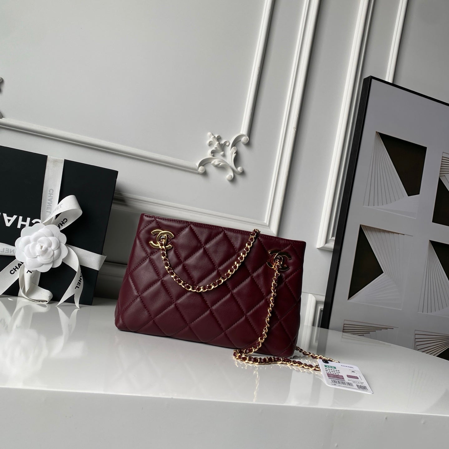 CC AS6248 Small Shopping 25cm Burgundy Sheepskin