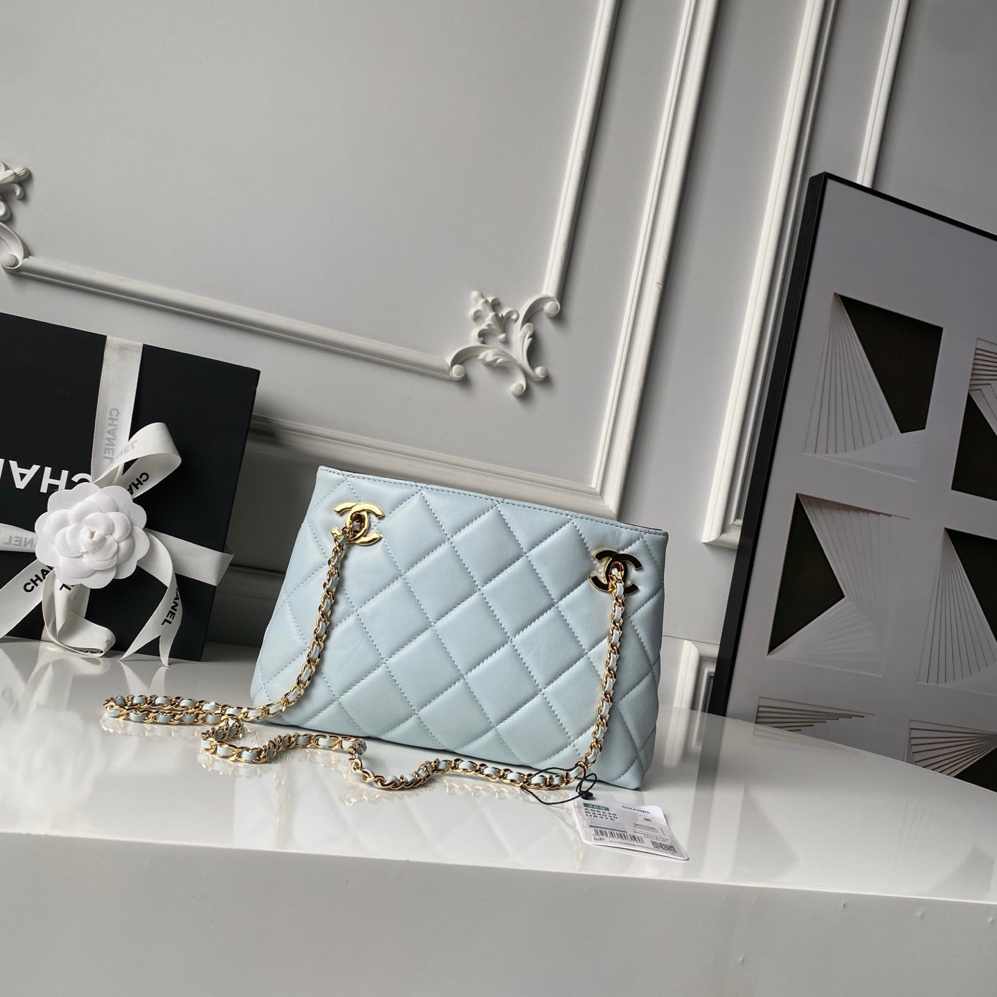 CC AS6248 Small Shopping 25cm Light Blue Sheepskin