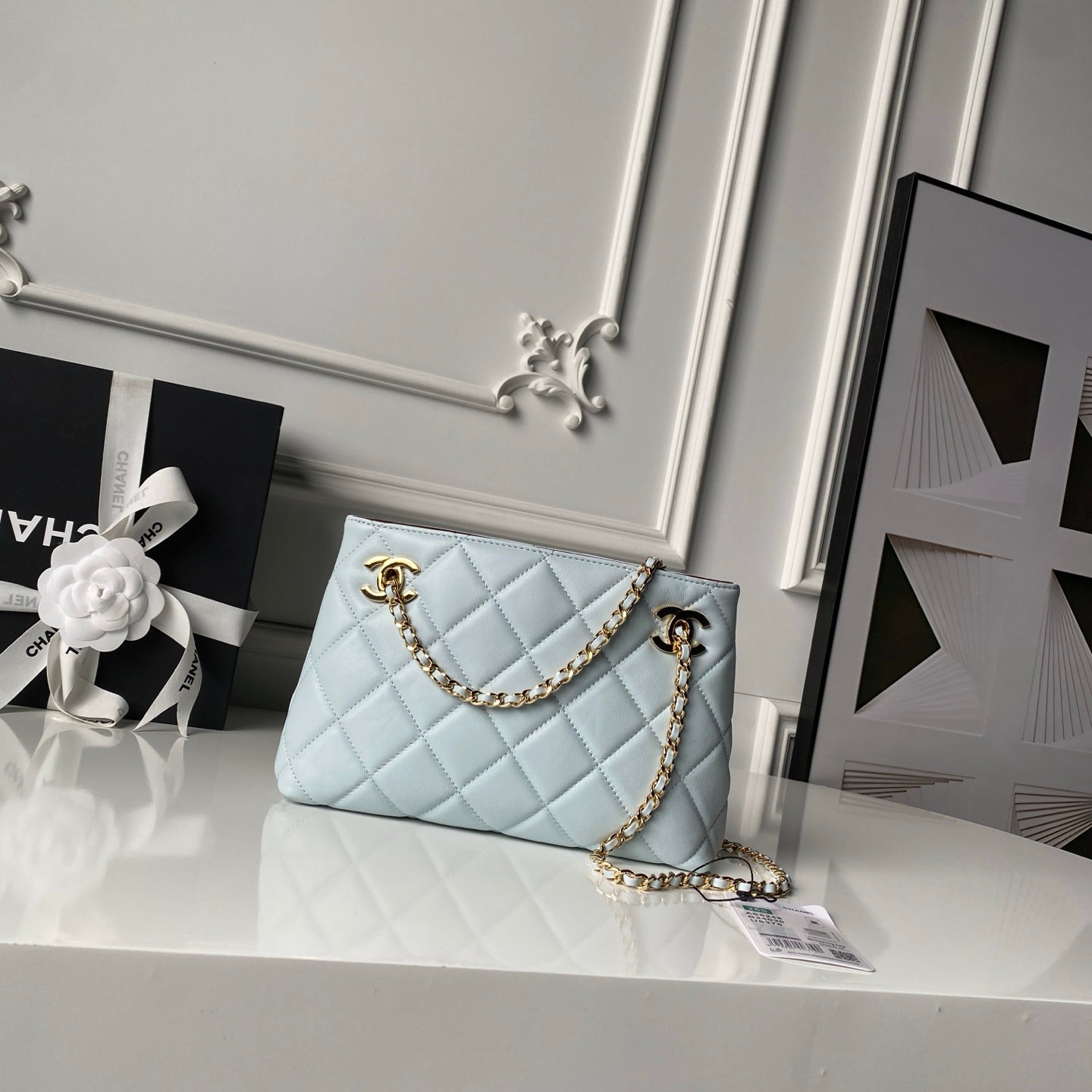 CC AS6248 Small Shopping 25cm Light Blue Sheepskin