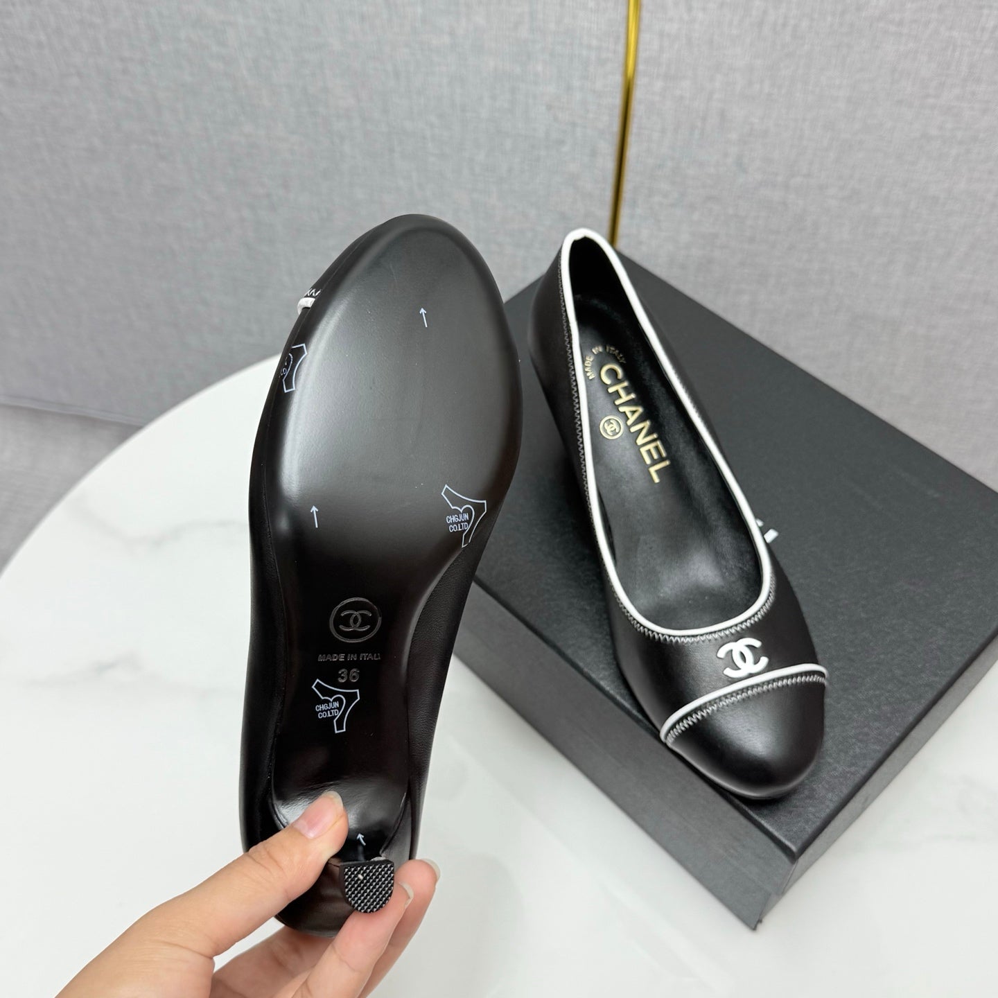 CC 25 Pumps 50mm Black White Sheepskin 368795