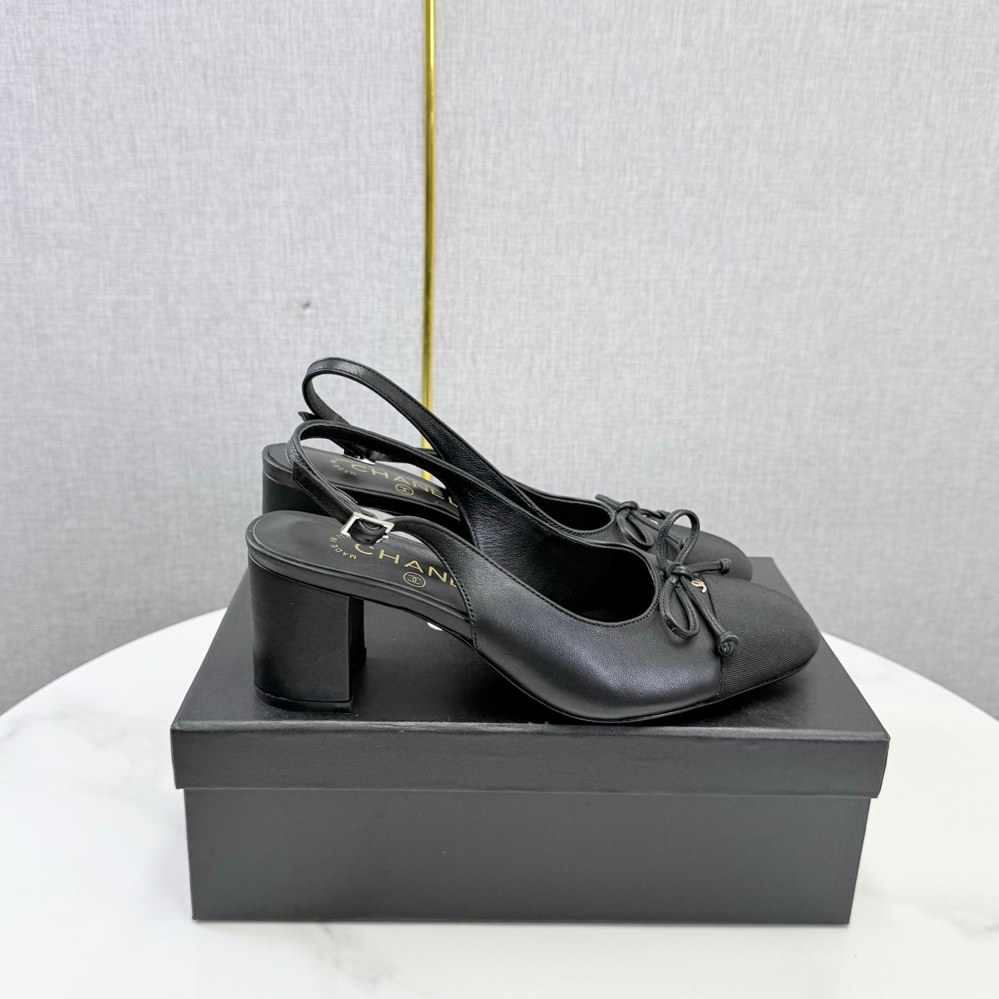 CC 26s Slingback Heels 4.5cm Black Lambskin Fabric
