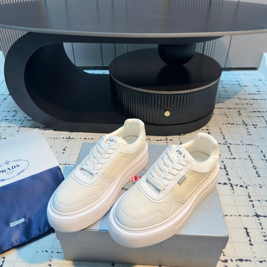 Prada 25s Platform Sneakers White Cowhide 538421