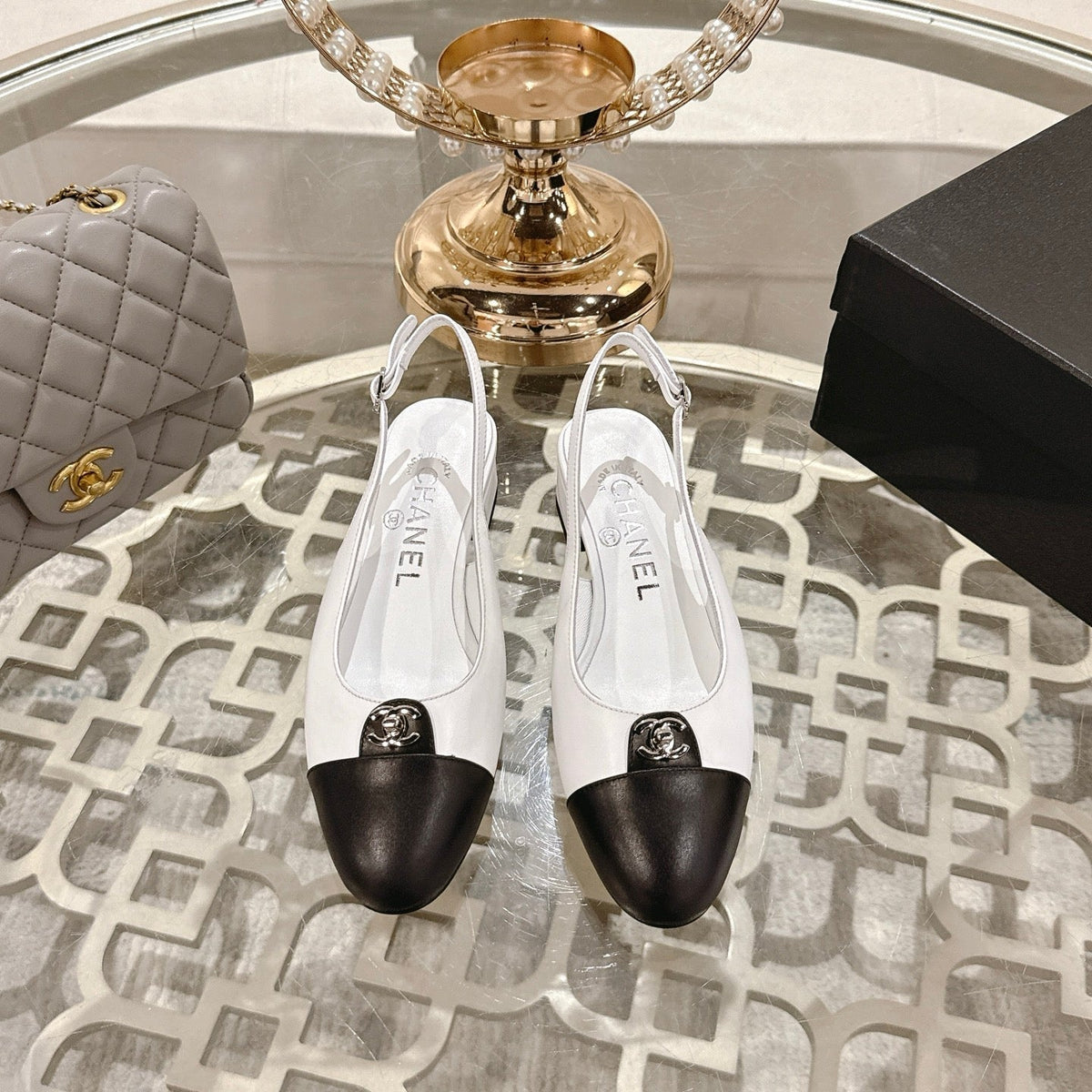 CC 25ss Slingbacks 35mm White Lambskin & Sheepskin 432605