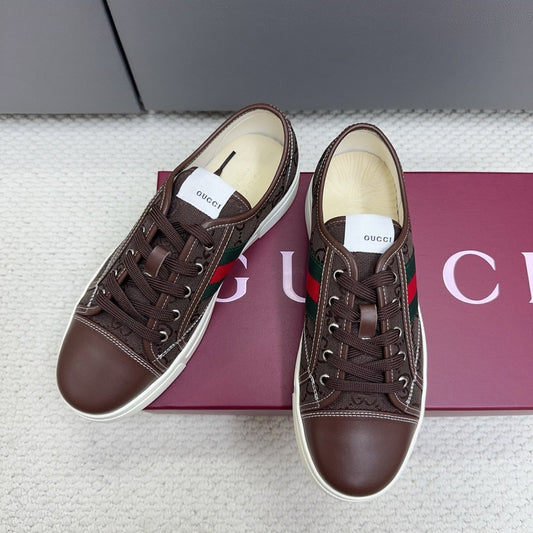 GG Tennis 1977 Sneakers Chocolate Canvas Leather 788208