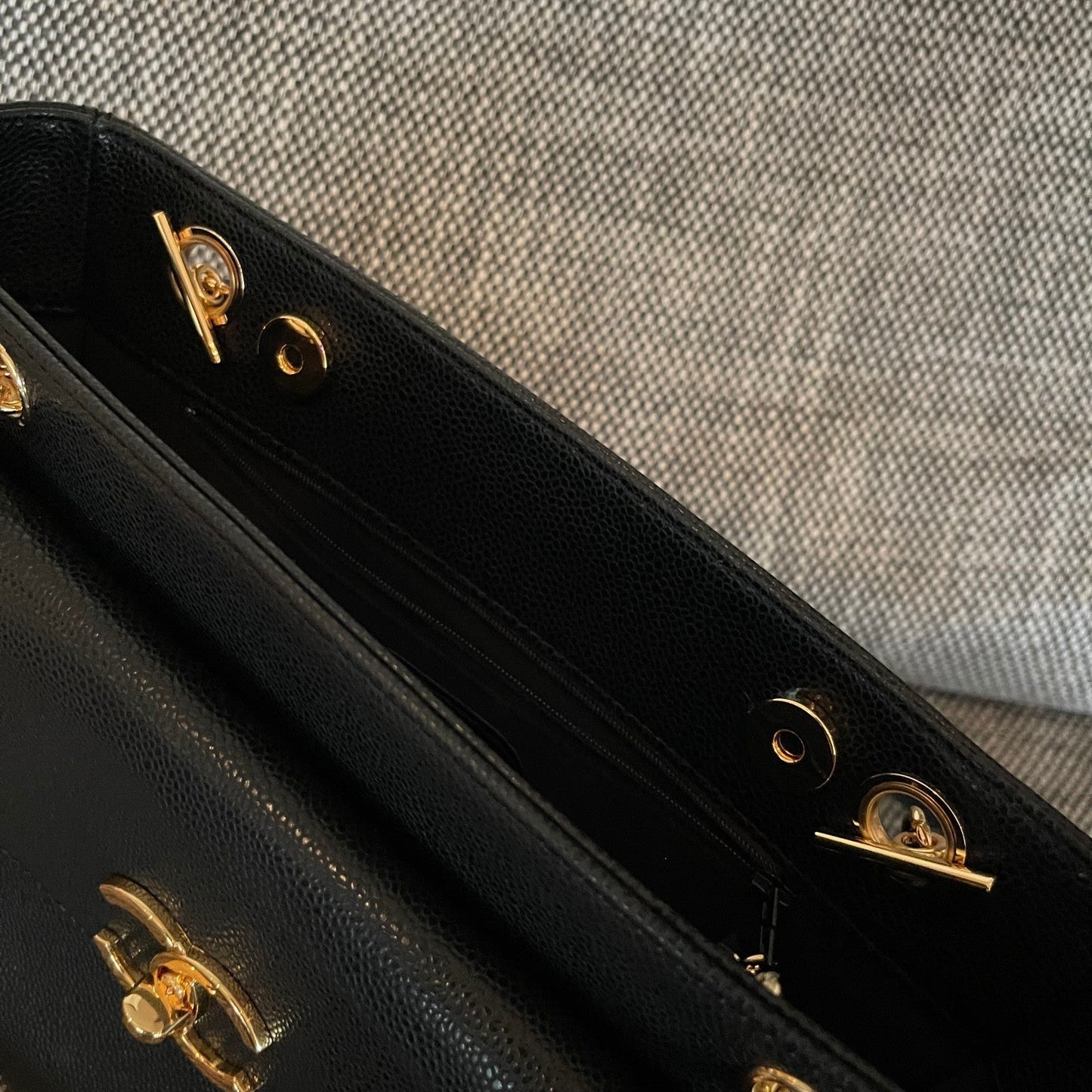 CC 26s Pocket Tote Bag Black Lambskin
