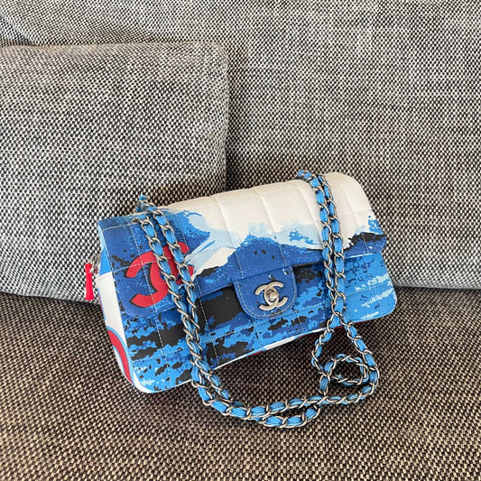 CC Surf Line Choco Bar Flap Bag Blue Canvas