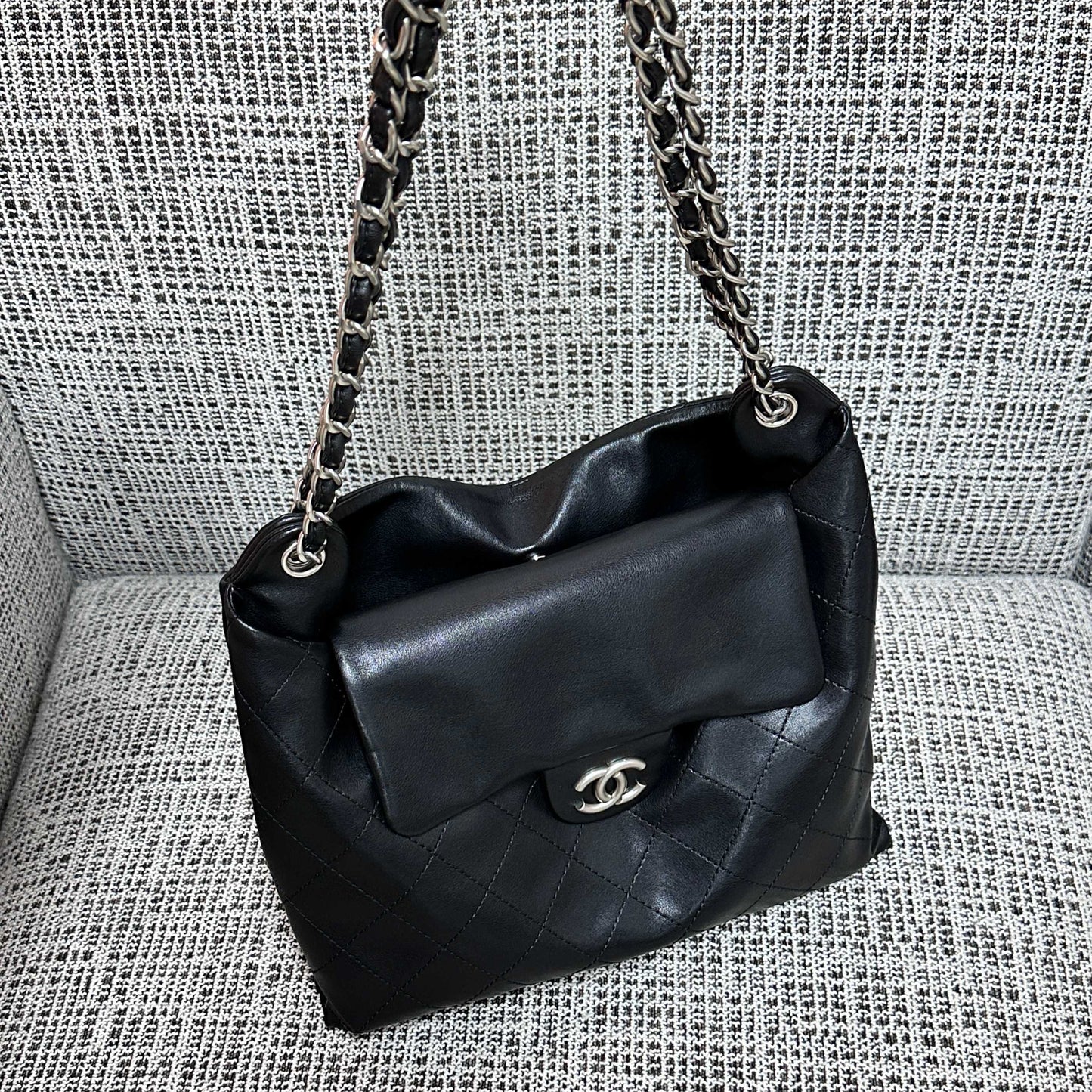 CC 26s Flap Tote Bag Black Lambskin