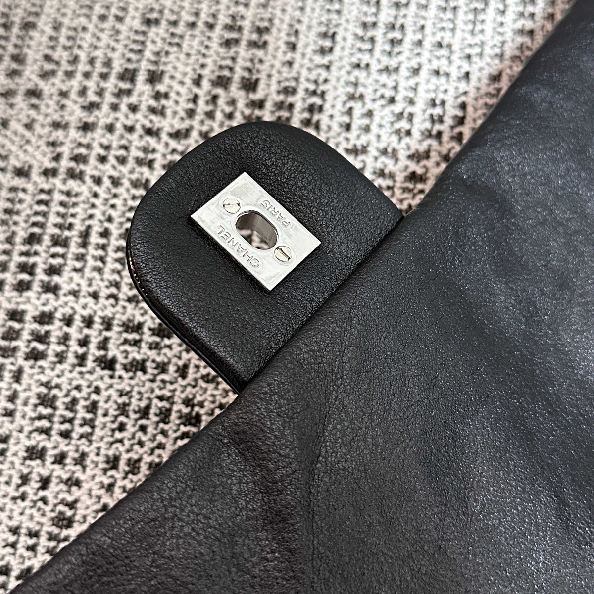 CC 26s Flap Tote Bag Black Oil Wax Leather