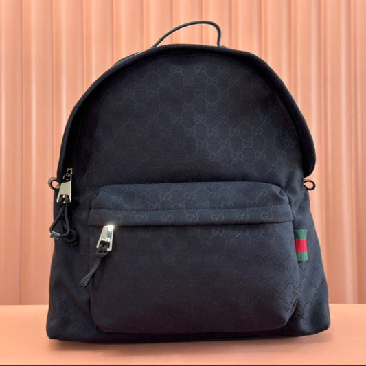 Gucci Backpack Black Canvas Leather 248447