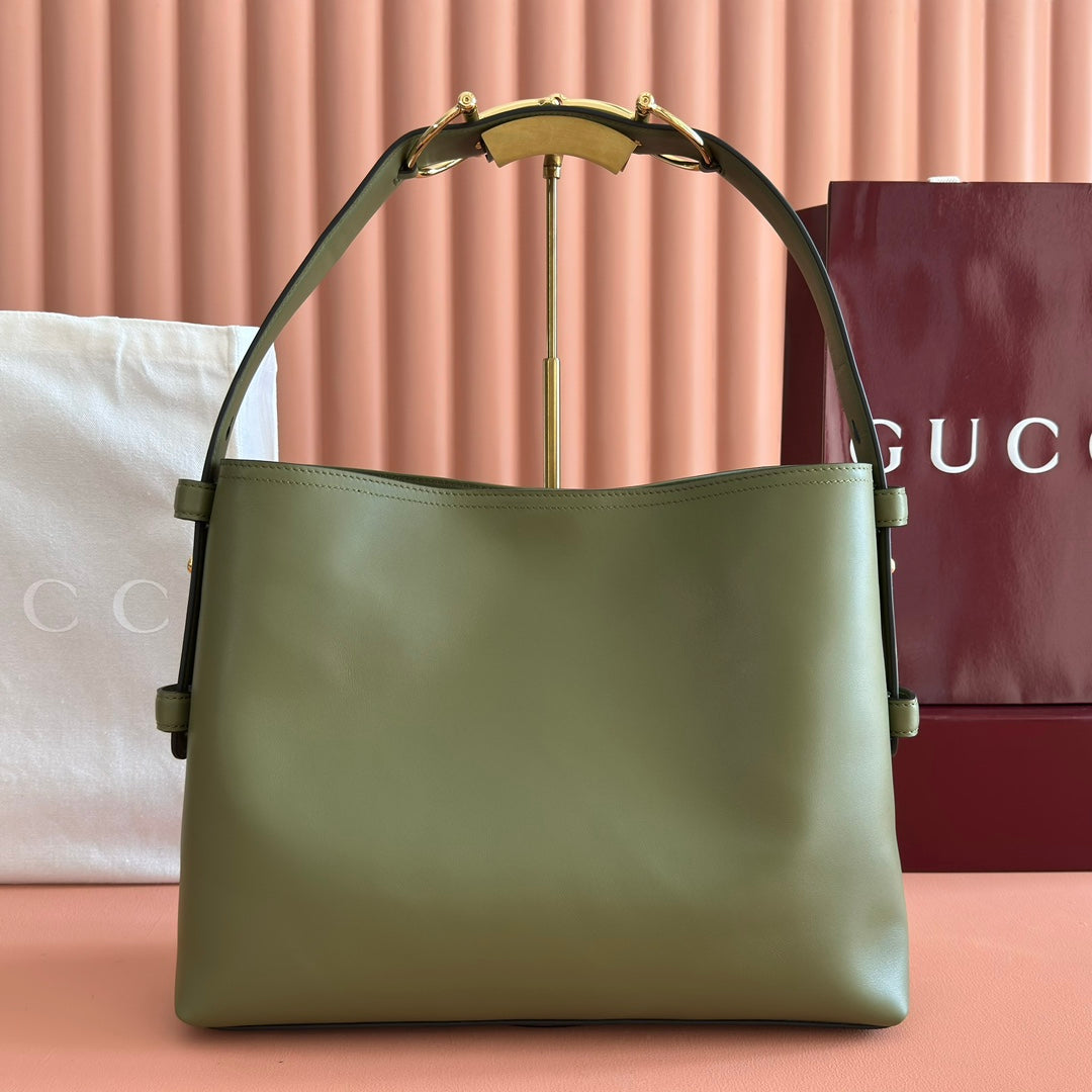 GG Beatrix Medium Tote Bag Olive Green Smooth Leather GHW 272147