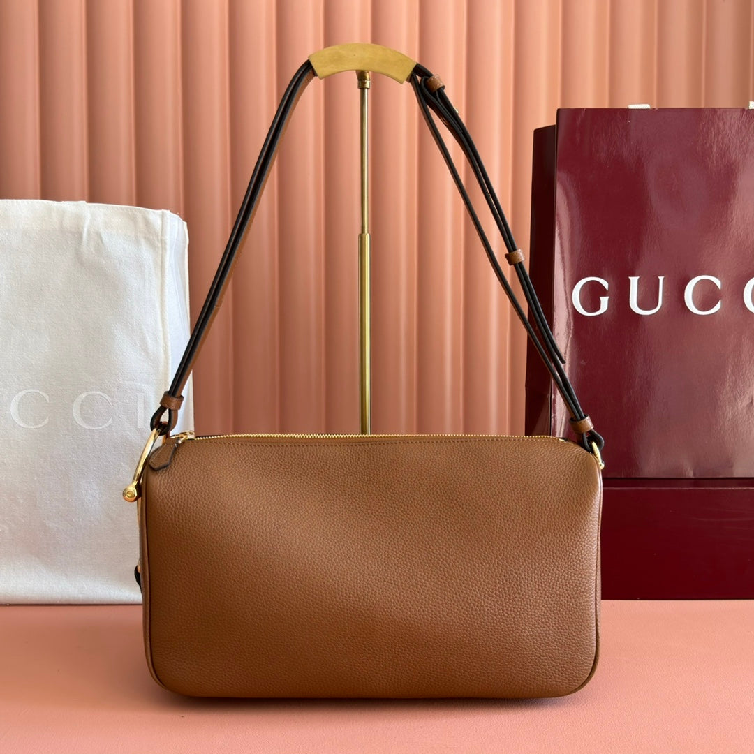 Gucci Half Horsebit Mini Bag 31.5 Brown Grain Cowhide 273167