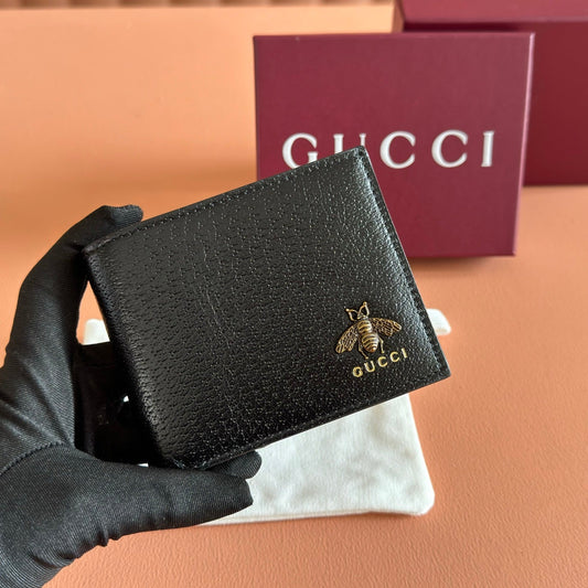 GG Animalier Wallet Black Leather