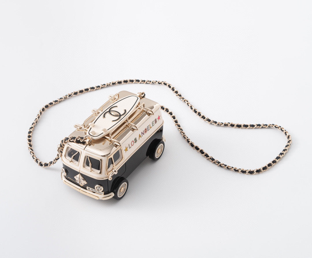 CC Los Angleles Mini Van Minaudiere Black White Acrylic