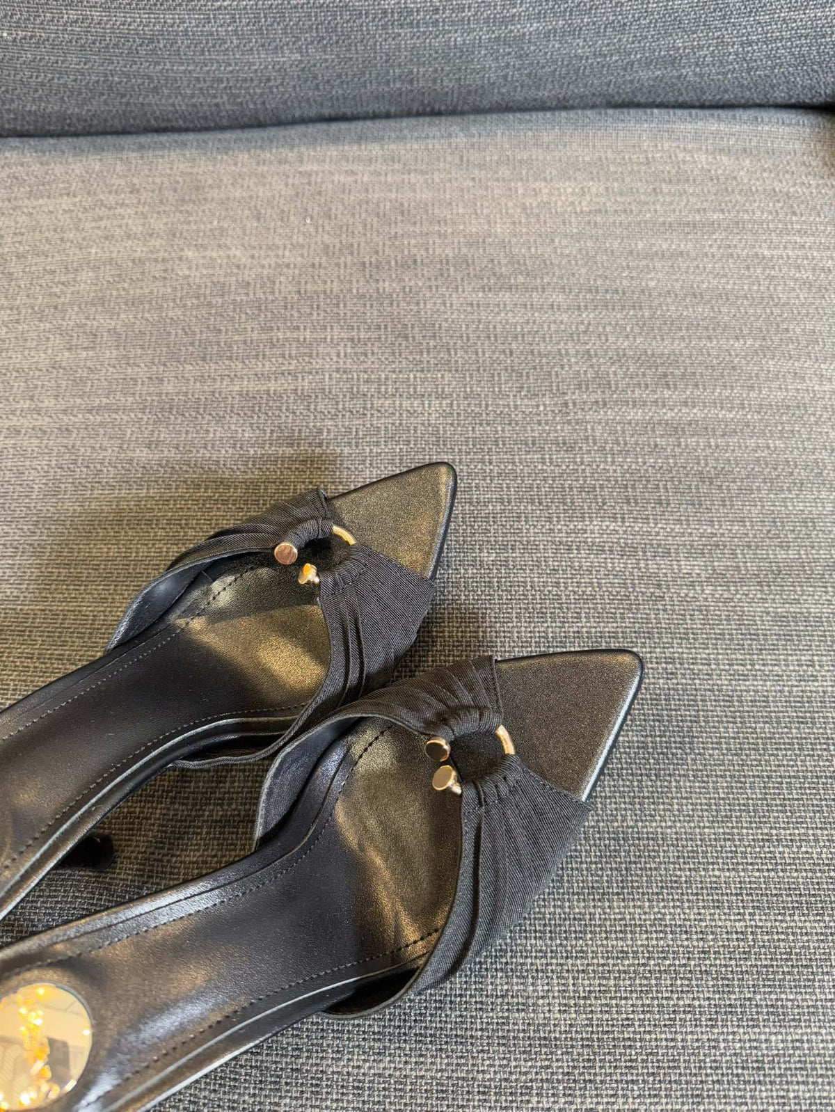 LOLA HIGH MULES IN BLACK SMOOTH LAMBSKIN AND DRAPED JERSEY