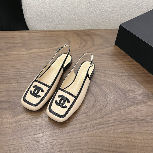 CC 26s Slingback Black Beige Lambskin Patent Leather 915318