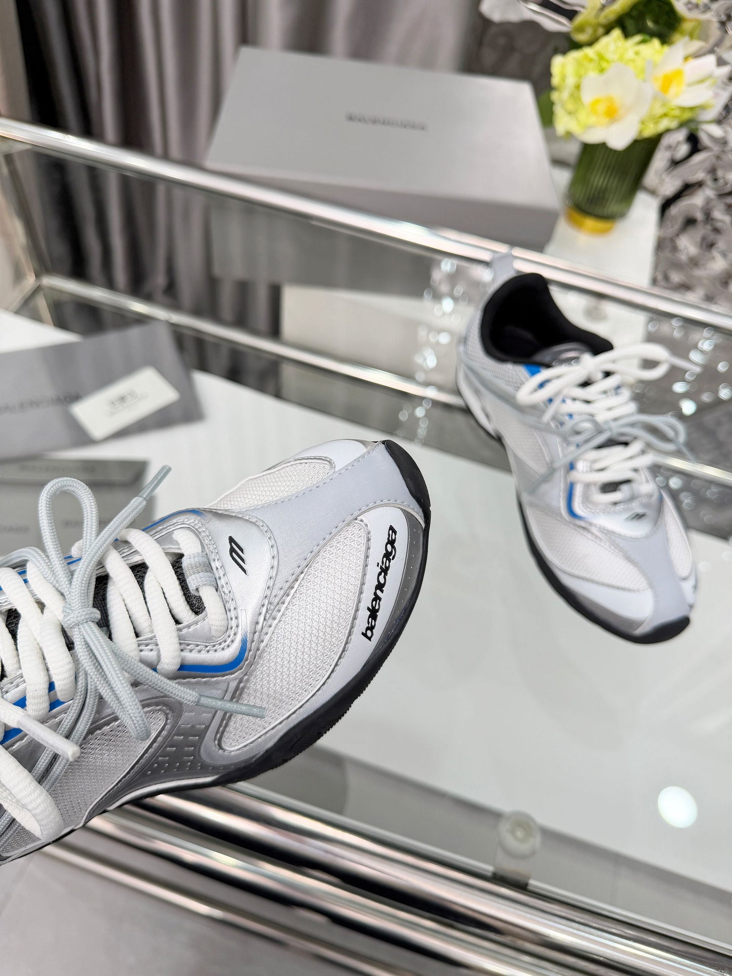 Balenciaga Monday Sneakers White Sliver Mesh TPU 714947
