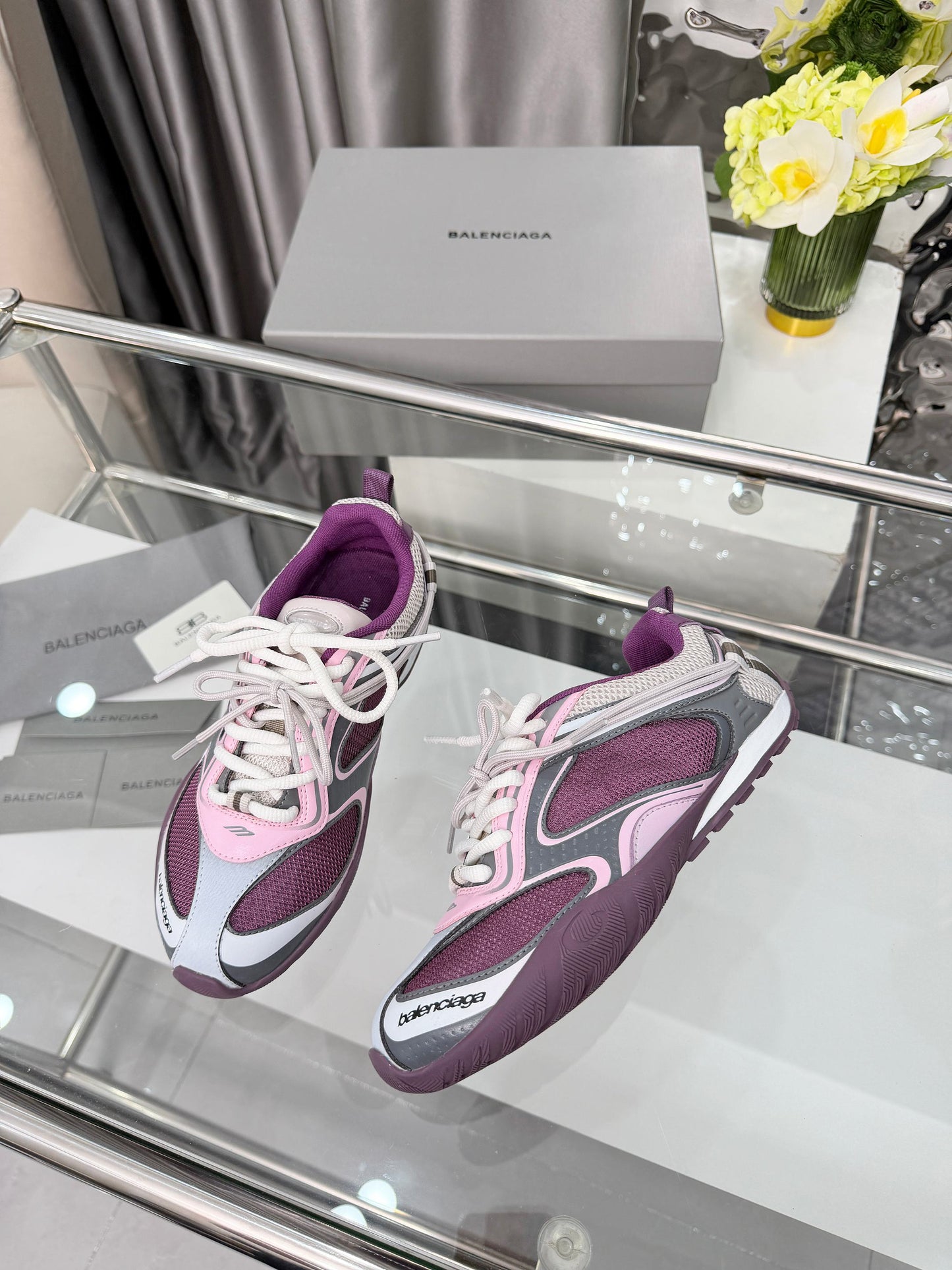 Balenciaga Monday Sneakers Grey Purple Mesh TPU 714946