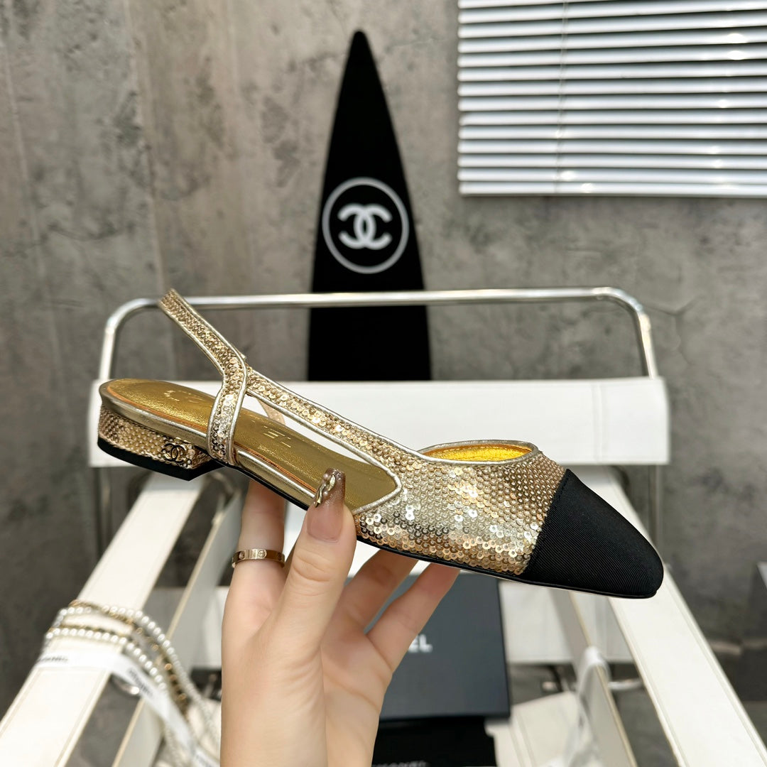CC 26s Slingback Gold Glittered Sheepskin 816195