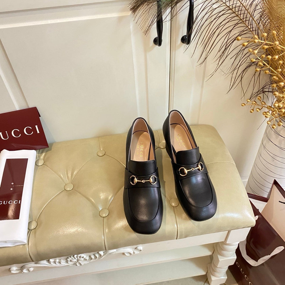 Gucci 26s Horsebit Loafers 55 Mm In Black Smooth Calfskin