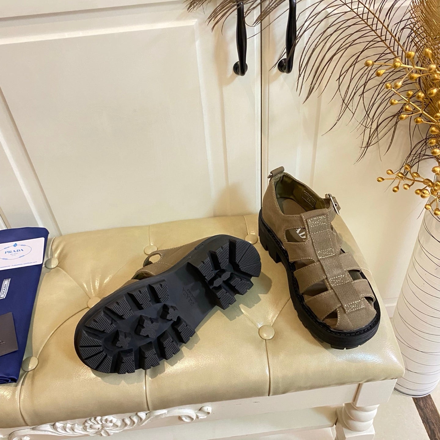 Prada Fisherman Sandal Military Green Canvas 687807