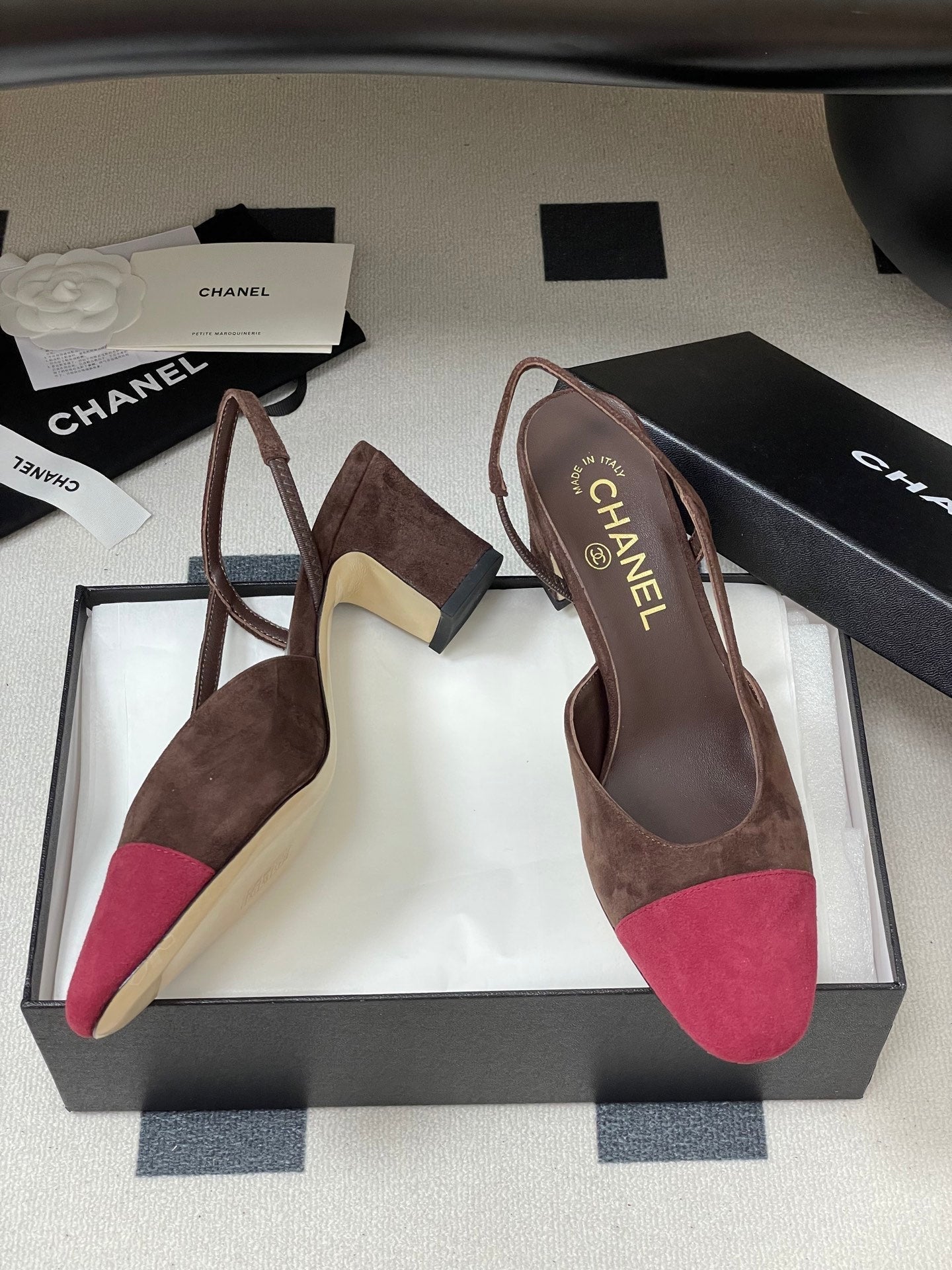 CC 25 SlingBack 65mm Chocolate Dark Red Suede 393988