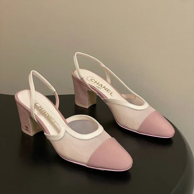 CC 26s Slingback 65 Light Pink Mesh Fabric Sheepskin 649443