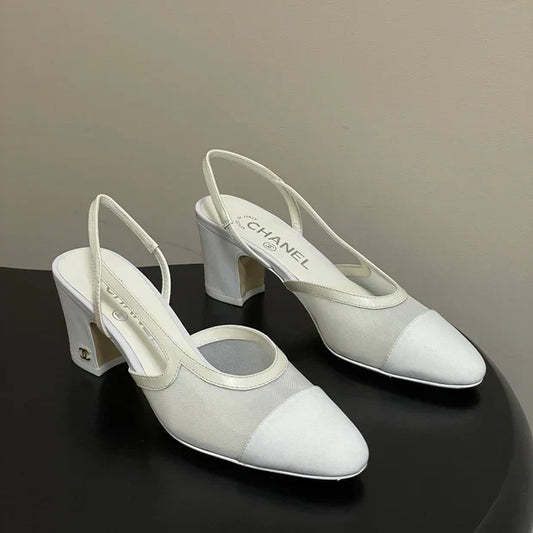 CC 26s Slingback 65 White Mesh Fabric Sheepskin 649445
