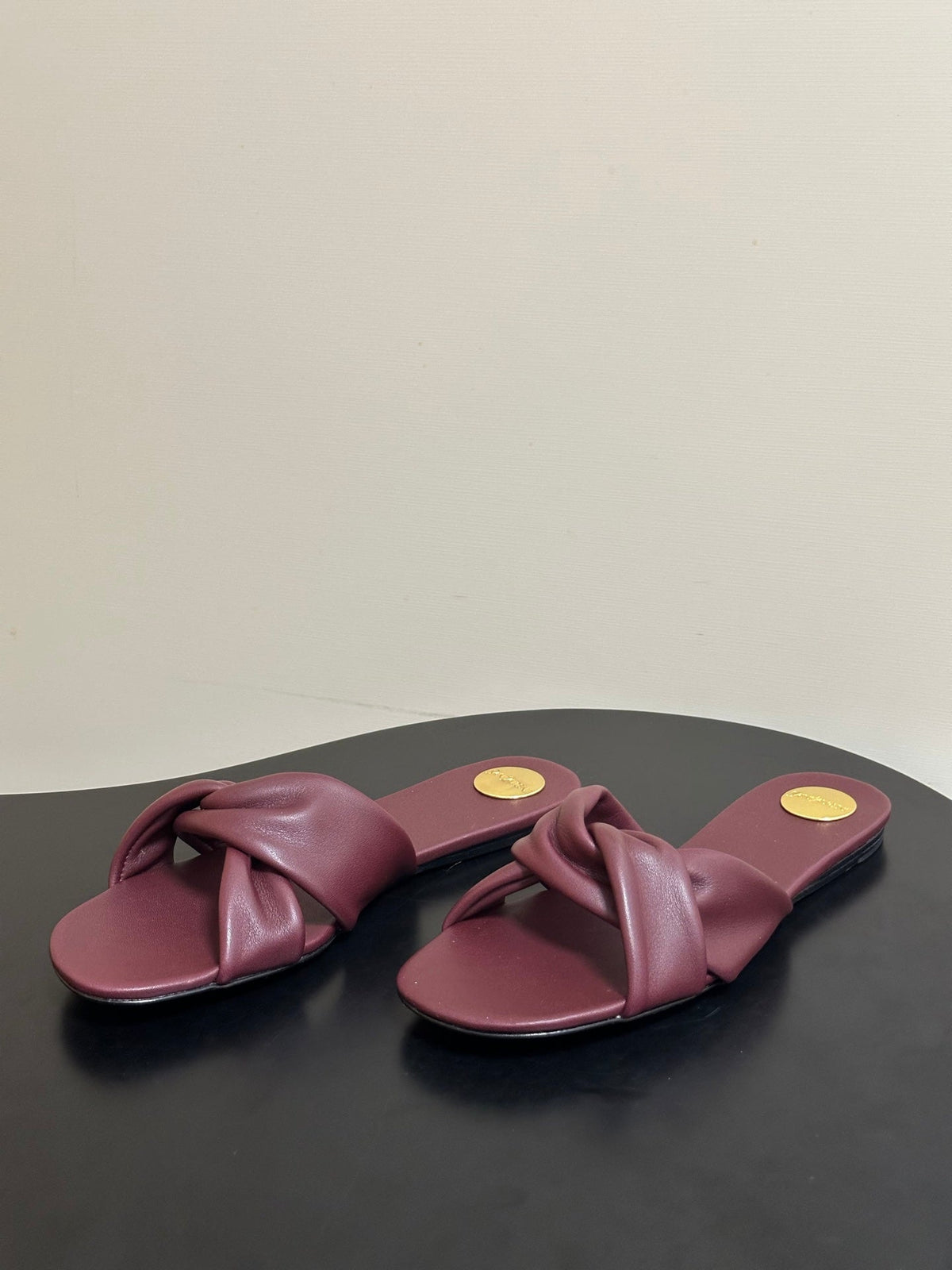 YSL Franciane Mules Burgundy Cowhide 835166