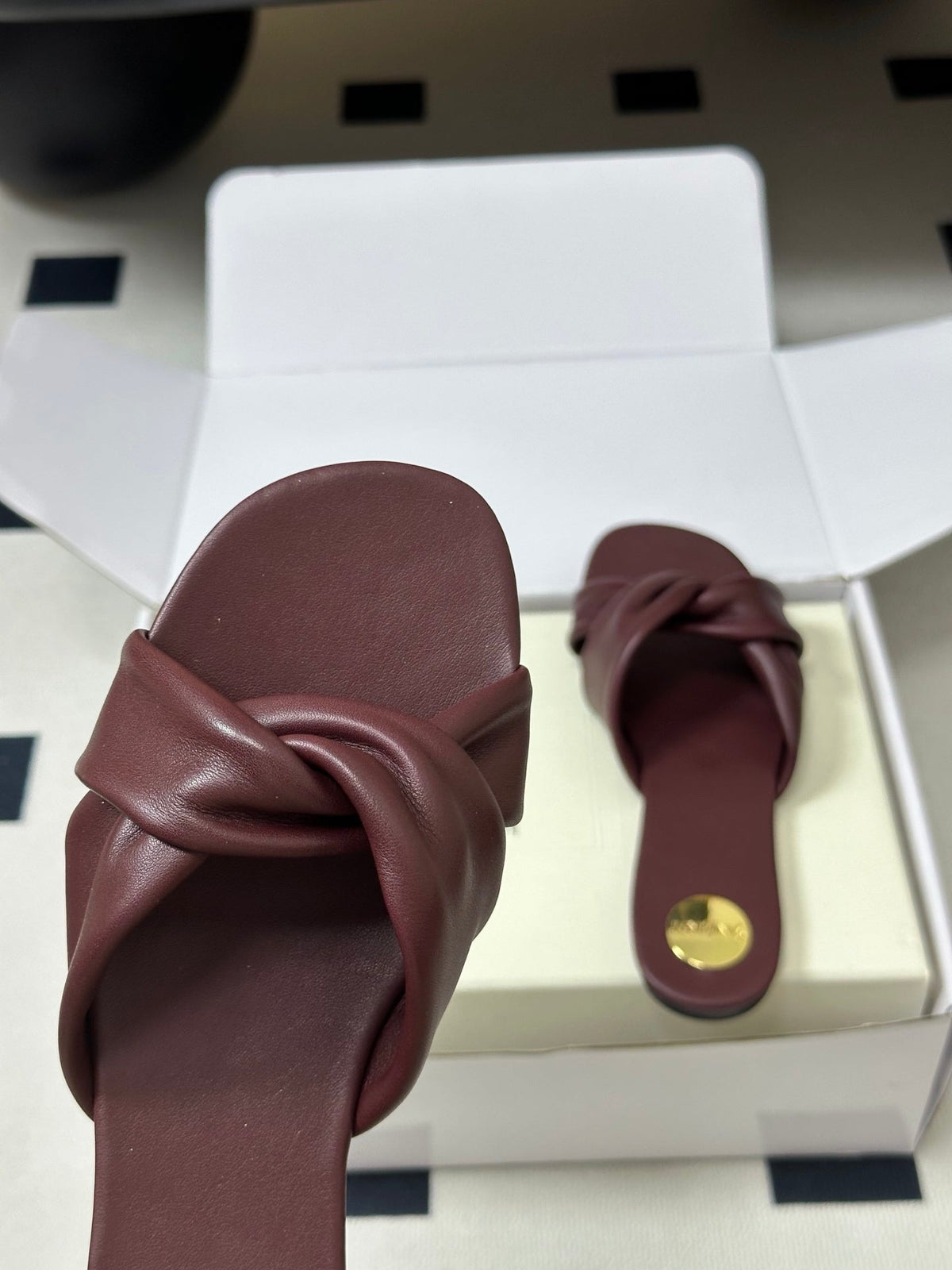 YSL Franciane Mules Burgundy Cowhide 835166