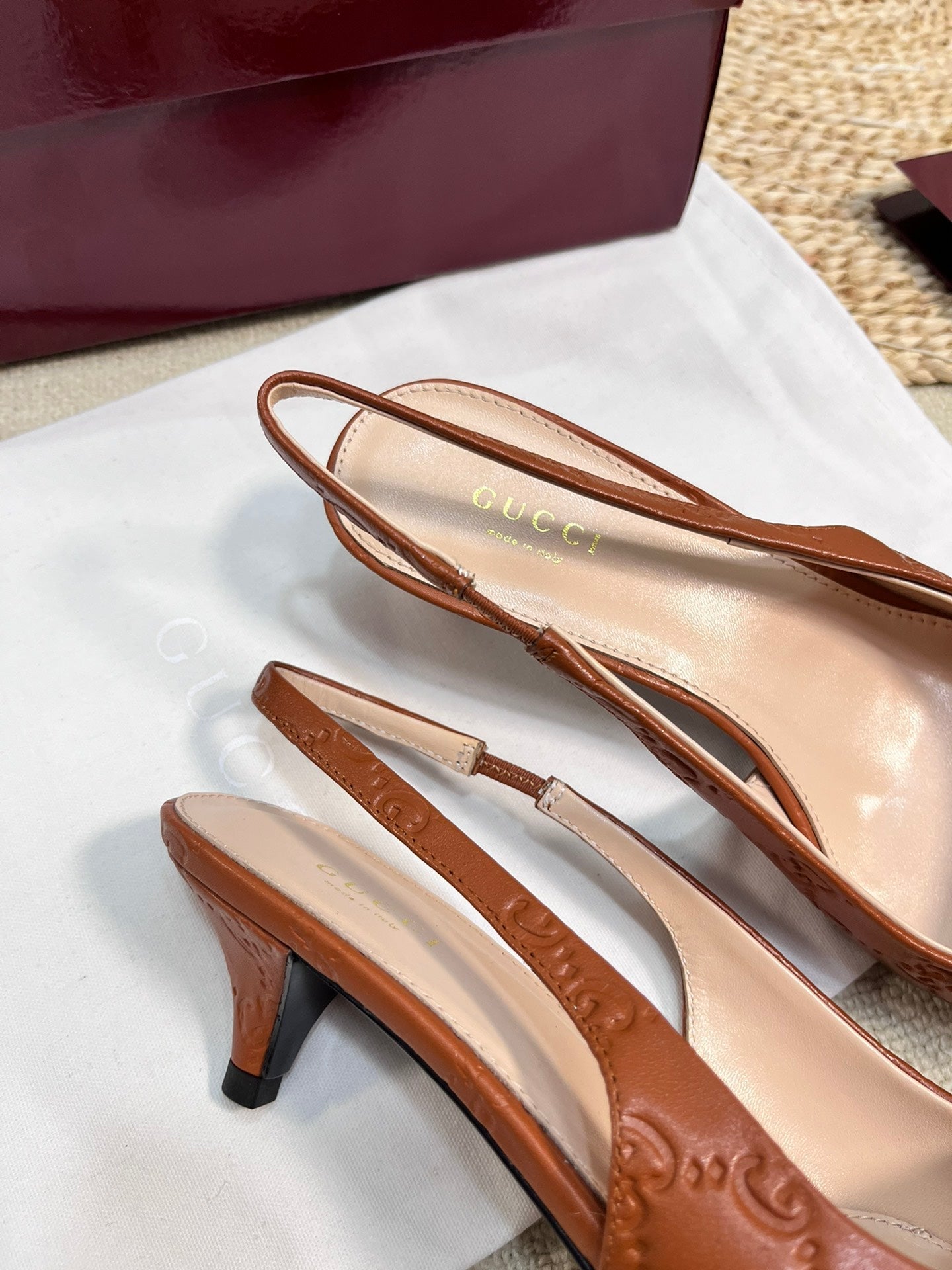 GC Horsebit Slingback Pump 50mm Brown Embossed Sheepskin 294574